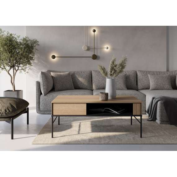 Sofabord Visso 110x60 cm - eik - med hylle