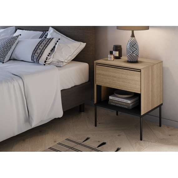 Nattbord Visso 51x62 cm - eik - med skuff