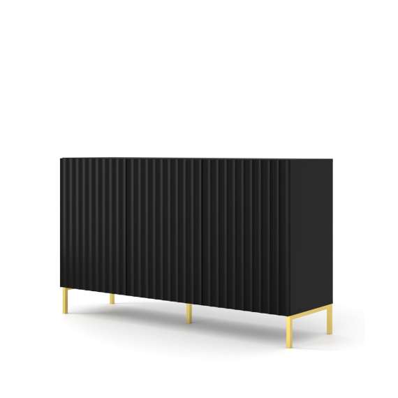 Skjenk Wave 150 cm - 3 dører - svart matt - metall ben