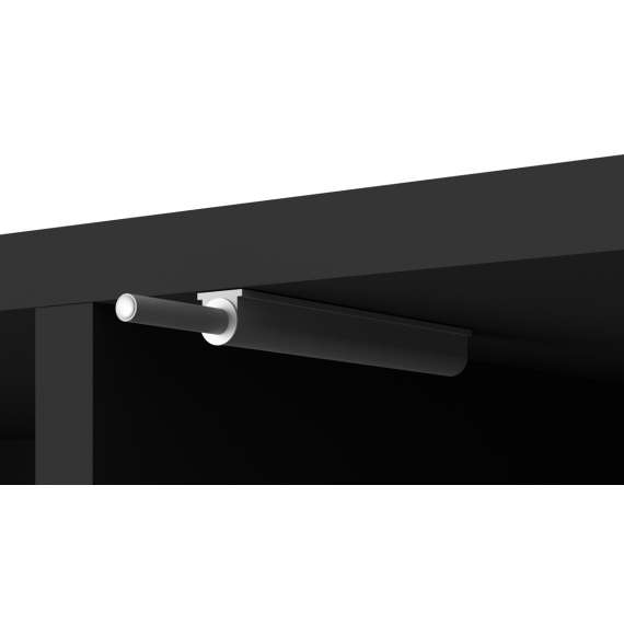 Tv-benk Wave 200 cm - 2 dører - 2 skuffer - svart matt - metall ben