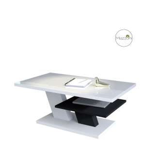 Sofabord Cliff 110 cm - hvit høyglans - svart matt