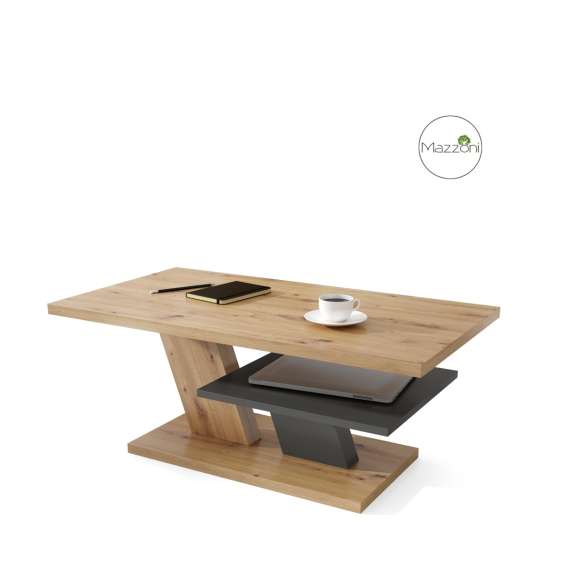 Sofabord Cliff 110 cm - eik artisan - antrasitt - med hylle