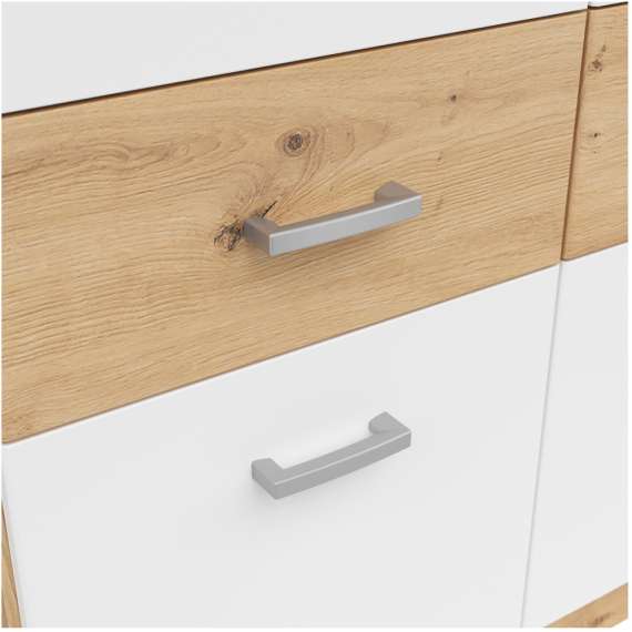 Garderobeskap Brandon 181x199 cm - 4 dører - 8 skuffer - speil - eik artisan - hvit matt