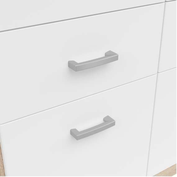 Garderobeskap Brandon 181x199 cm - 4 dører - 8 skuffer - speil - eik sonoma - hvit matt