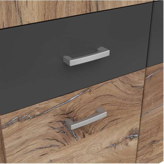 Garderobeskap Brandon 181x199 cm - 4 dører - 8 skuffer - eik flagstaff - grafitt matt