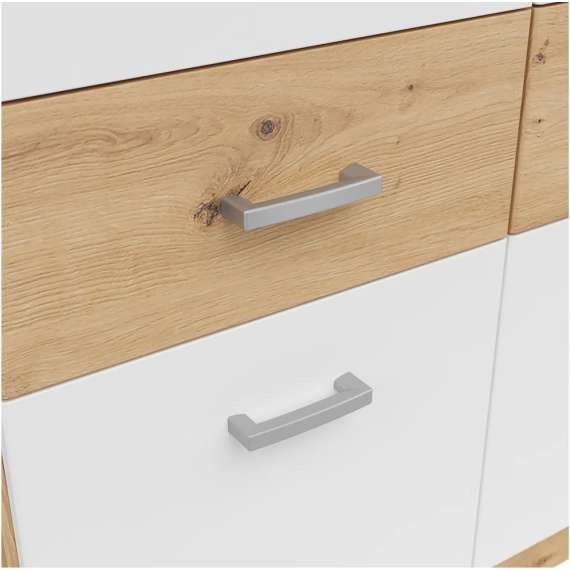 Garderobeskap Brandon 181x199 cm - 4 dører - 8 skuffer - eik artisan - hvit matt