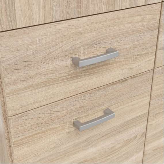 Garderobeskap Brandon 136x199 cm - 3 dører - 6 skuffer - speil - eik sonoma