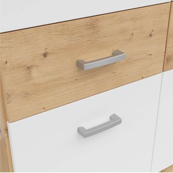 Garderobeskap Brandon 136x199 cm - 3 dører - 6 skuffer - eik artisan - hvit matt