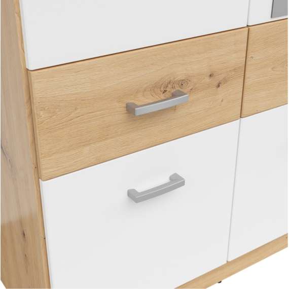 Garderobeskap Brandon 91x199 cm - 2 dører - 4 skuffer - eik artisan - hvit matt