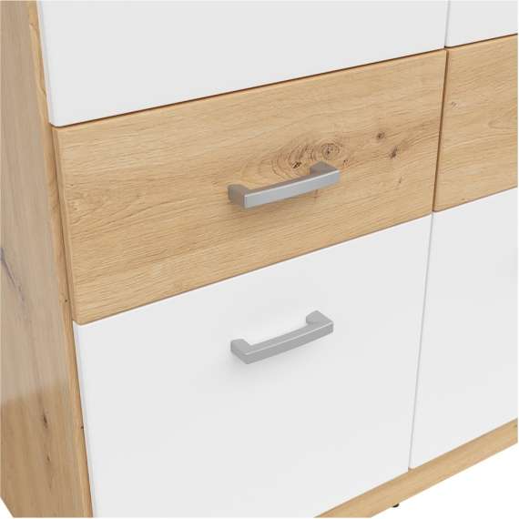 Garderobeskap Brandon 91x199 cm - 2 dører - 4 skuffer - eik artisan - hvit matt