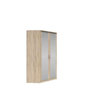 Hjørnegarderobe Brandon 117x117x199 cm - 2 dører - speil - eik sonoma