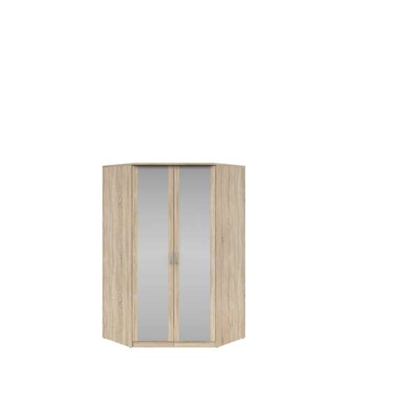 Hjørnegarderobe Brandon 117x117x199 cm - 2 dører - speil - eik sonoma