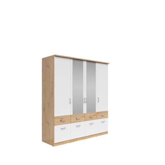 Overskap Brandon 181x39 cm - 4 dører - eik artisan - hvit matt