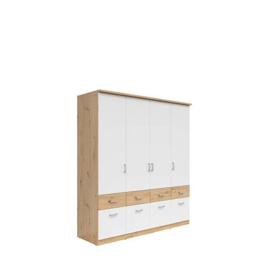 Overskap Brandon 181x39 cm - 4 dører - eik artisan - hvit matt