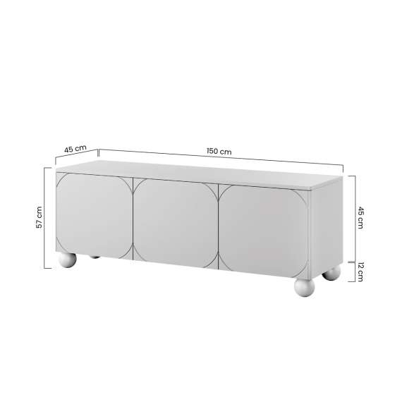 Tv-benk Sonatia II 150x57 - cashmere - 3 dører