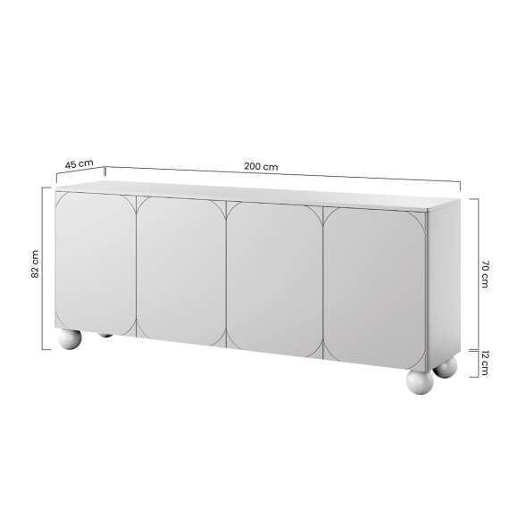 Skjenk Sonatia II 200x82 - cashmere - 4 dører