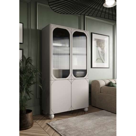 Vitrineskap Sonatia II 100x192 - cashmere - 4 dører