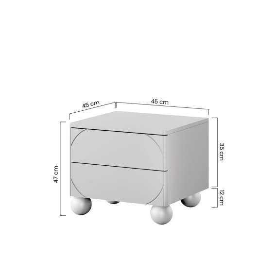 Nattbord Sonatia II 49x47 - cashmere - 4 dører