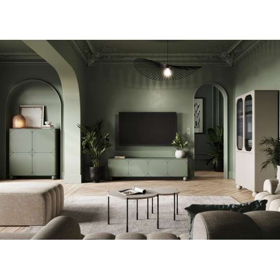 Tv-benk Sonatia II 150x57 - olivengrønn - 3 dører