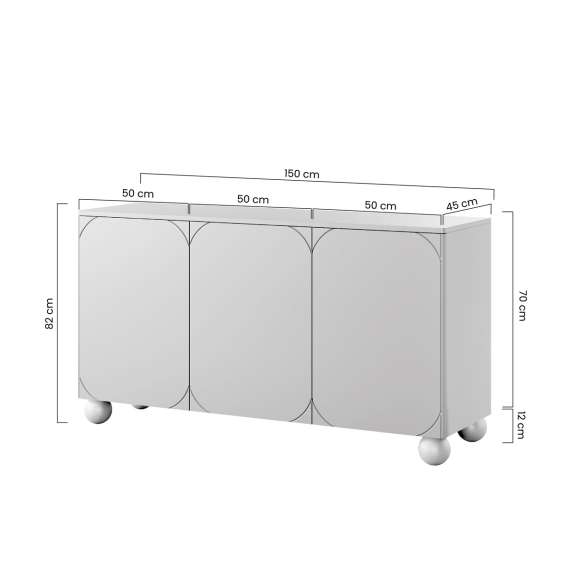 Skjenk Sonatia II 150x82 - olivengrønn - 3 dører