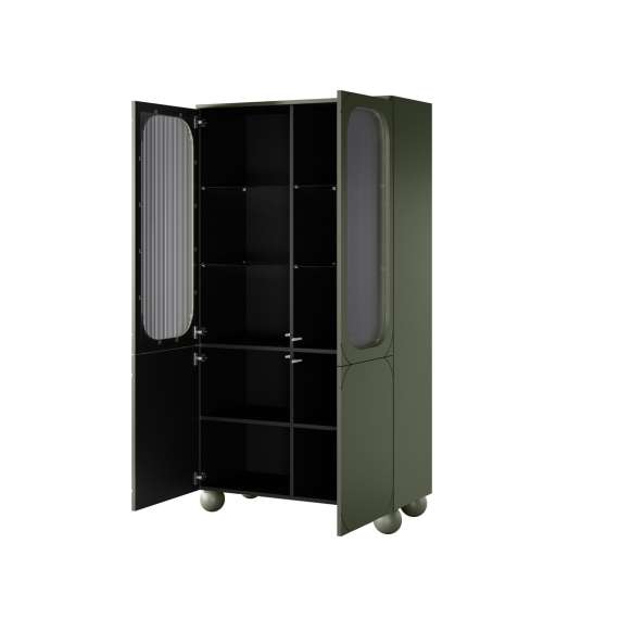 Vitrineskap Sonatia II 100x192 - olivengrønn - 4 dører