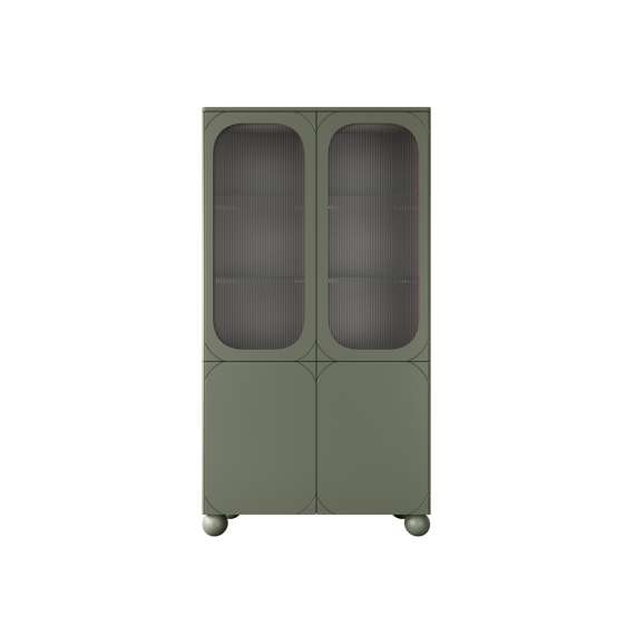 Vitrineskap Sonatia II 100x192 - olivengrønn - 4 dører