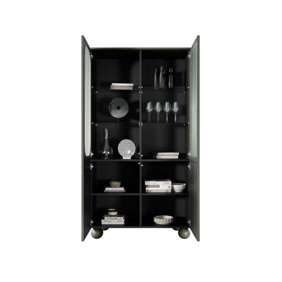 Vitrineskap Sonatia II 100x192 - olivengrønn - 4 dører