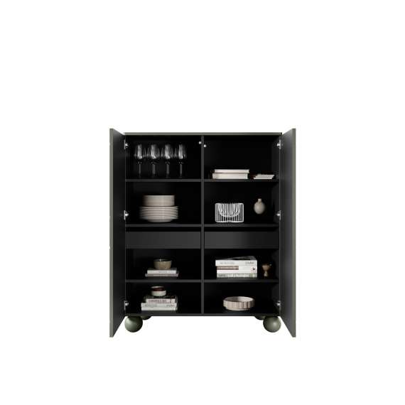 Skap Sonatia II 124x132 - olivengrønn - 4 dører