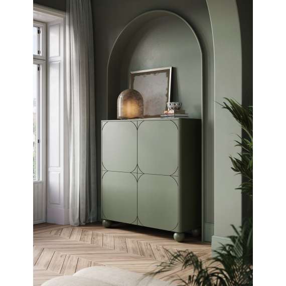 Skap Sonatia II 124x132 - olivengrønn - 4 dører