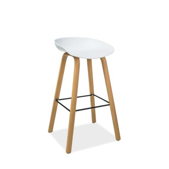 Barstol Sting - hvit sete - eike ben