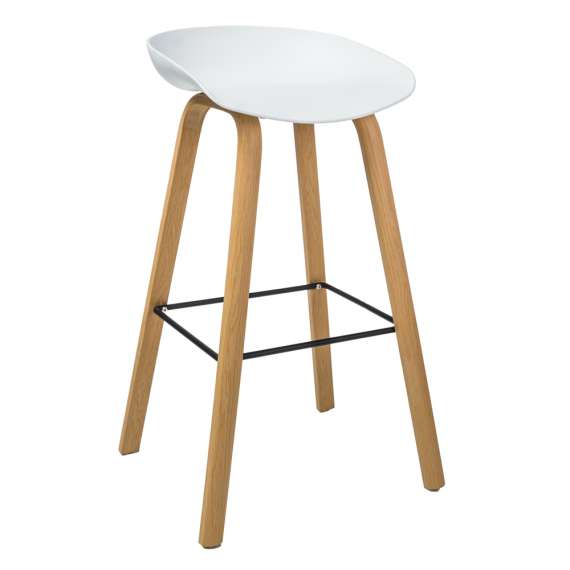 Barstol Sting - hvit sete - eike ben