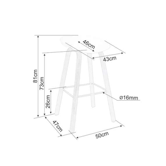 Barstol Sting - hvit sete - eike ben