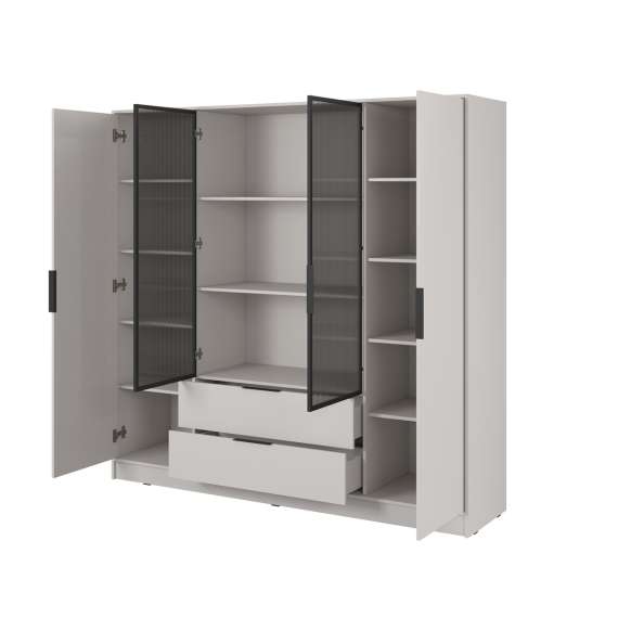 Garderobeskap Kelly 206x200 cm - cashmere - hyller - med innredning