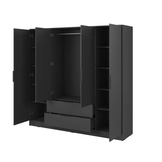 Garderobeskap Kelly 206x200 cm - grafittgrå - med innredning