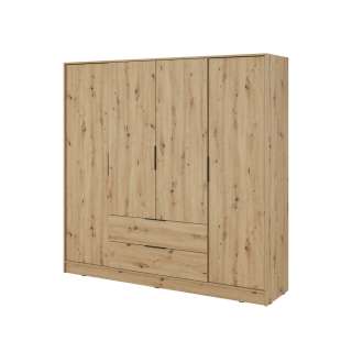 Garderobeskap Kelly 206x200 cm - eik - med innredning