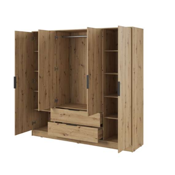 Garderobeskap Kelly 206x200 cm - eik - med innredning
