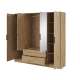 Garderobeskap Kelly 206x200 cm - eik - speil - med innredning