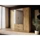 Garderobeskap Kelly 206x200 cm - eik - speil - med innredning
