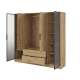 Garderobeskap Kelly 206x200 cm - eik - glassdører - med innredning