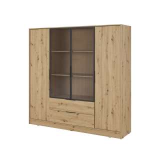 Garderobeskap Kelly 206x200 cm - eik - hyller - med innredning