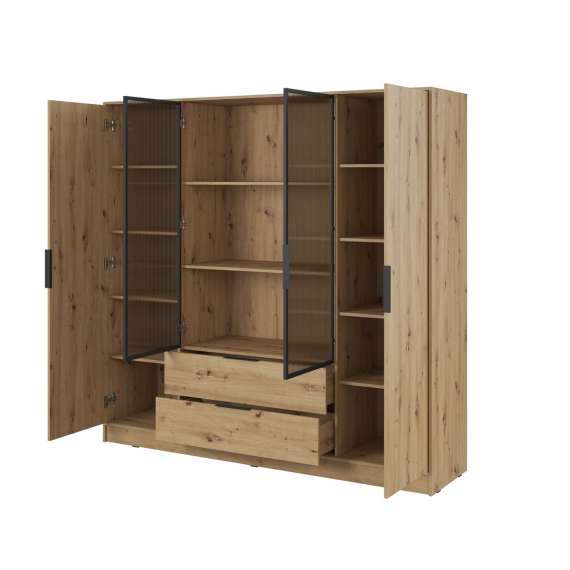 Garderobeskap Kelly 206x200 cm - eik - hyller - med innredning