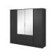 Garderobeskap Kelly 206x200 cm - sort - speil - med innredning