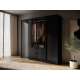 Garderobeskap Kelly 206x200 cm - sort - glassdører - med innredning