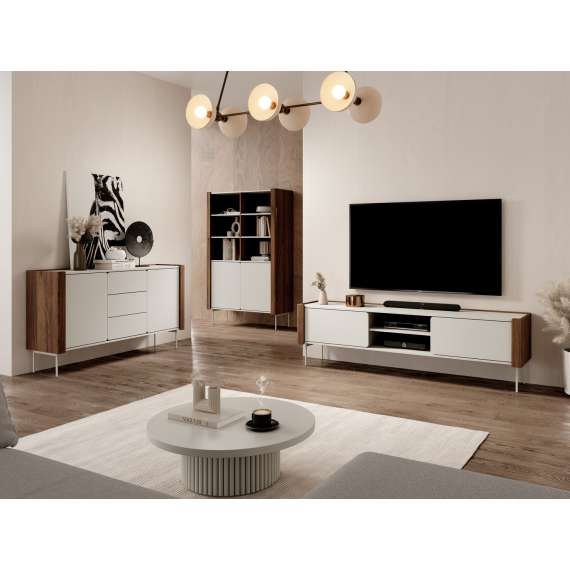 Tv-benk Wrap 180x53 cm - valnøtt -cashmere - 2 dører