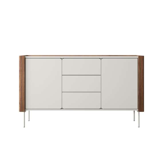 Skjenk Wrap 142x83 cm - valnøtt -cashmere - 2 dører - 3 skuffer