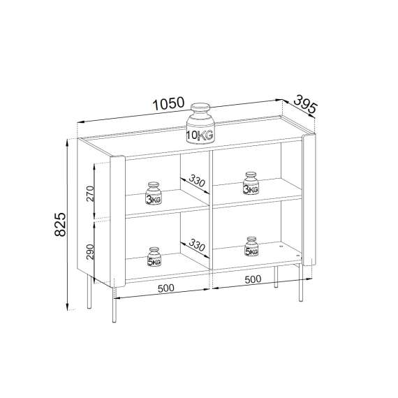 Skjenk Wrap 105x83 cm - valnøtt - cashmere - 2 dører