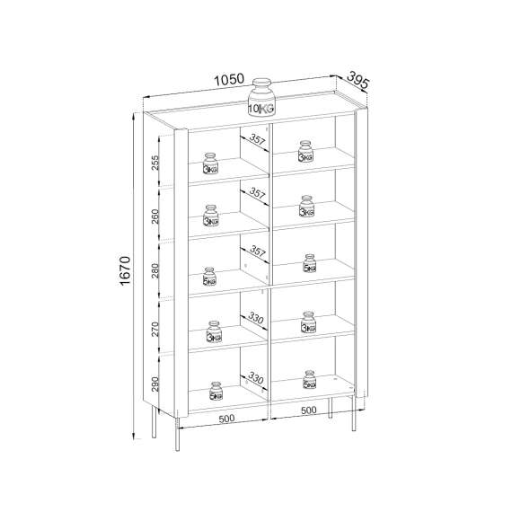 Skap Wrap 105x167 cm - valnøtt - cashmere - reol