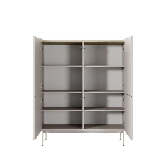 Skap Level 103x126 cm - beige - eik - 4 dører