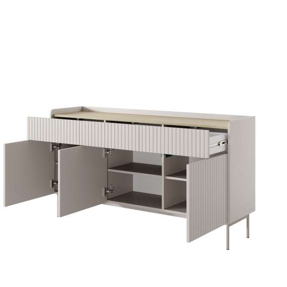 Skjenk Level 153x82 cm - beige - eik - dører og skuffer