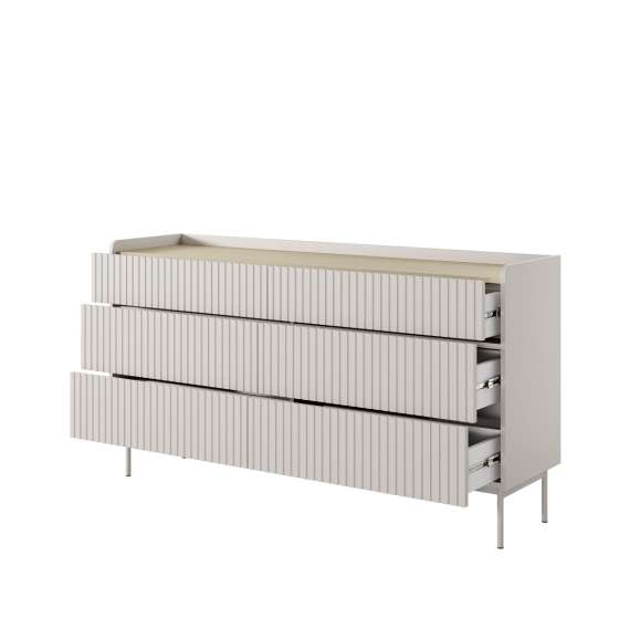 Kommode Level 153x82 cm - beige - eik - 6 skuffer